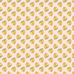 Watercolor seamless pattern with colorful monstera leaf on pink background. Botanical print for fabric and wrapping paper. Hand painted tropical illustration.