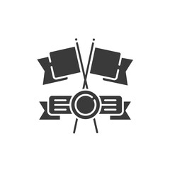 Victory flags black glyph icon. Championship. Goal achievement. Sign for web page, mobile app, button, logo. Vector isolated element.