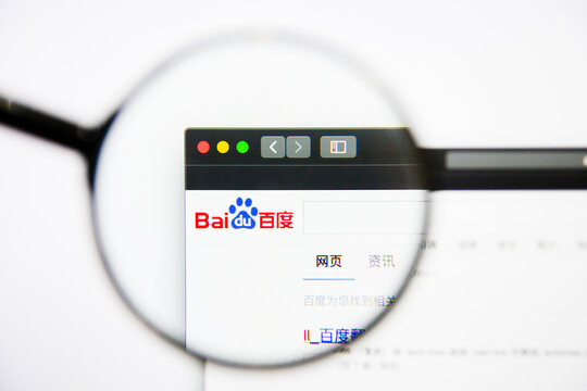 Los Angeles, California, USA - 25 January 2019: Baidu website homepage. Baidu logo visible on display screen.