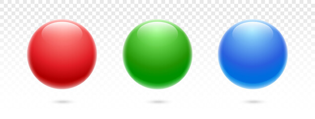 Glass sphere with reflections. Glass ball. Glass bubble. Plastic balls. Color balls. Globe icon. Vector illustration. Color easy to edit. Transparent background.