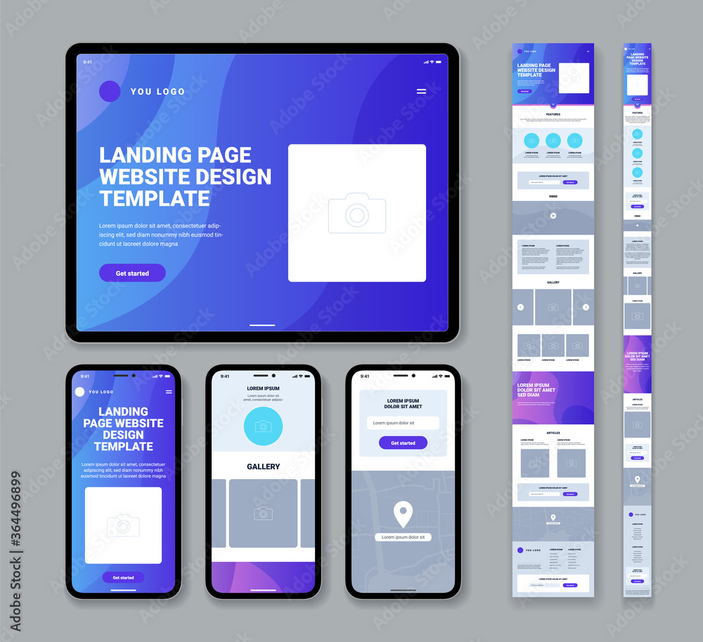 Wall mural mobile website landing page template