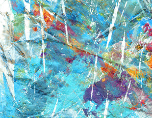 Abstract painting background in positive color as wallpaper, pattern, art print, textured fonts, shapes etc. Natural texture of oil paint. High quality details.