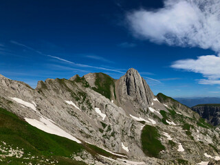 Lisengrat (Ridge line) and Altmann (Impressive Mountain) photographed from Chalbersäntis close to Säntis.