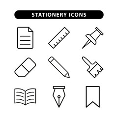 Stationery icon set vector design templates