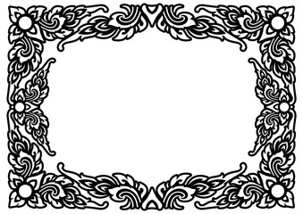 horizontal Design of Thailand flower square frame border for stencil invitation greeting printing and advertise with vintage concept