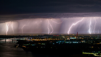 Heavy thunderstorm over the big city.