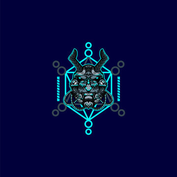 horned bird with sacred geometric shapes,suitable for the design of t-shirts, posters, cellphone casings etc.