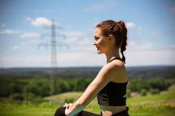 Summer Girl Yoga Pose in Nature