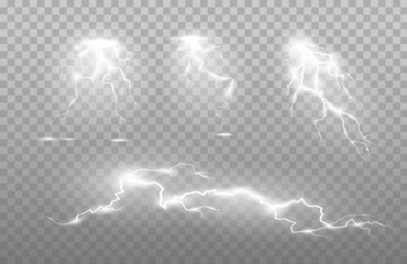 The power of lightning and shock discharge, thunder, radiance. Vector art and illustration