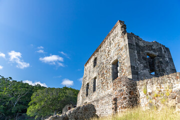 Fototapeta na wymiar Ruins of a 17th-century Chateau Dubuc in Trinite, Martinique, France