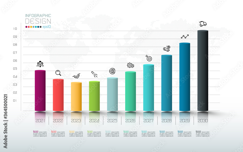 Wall mural infographic vector design and statistics investment analysis and marketing bar graph.