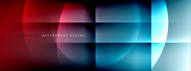 Vector abstract background - circle and cross on fluid gradient with shadows and light effects. Techno or business shiny design templates for text