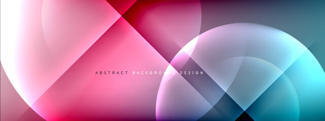 Vector abstract background - circle and cross on fluid gradient with shadows and light effects. Techno or business shiny design templates for text