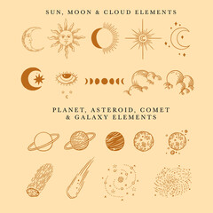Celestial Art - Sun Moon Stars Space