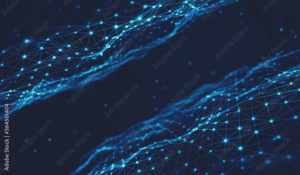 Poster abstract polygonal space low poly dark background with connecting dots and lines.