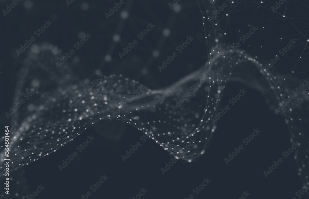 Poster abstract polygonal space low poly dark background with connecting dots and lines.
