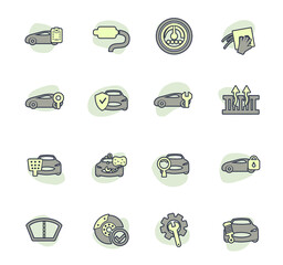 Car shop icons set