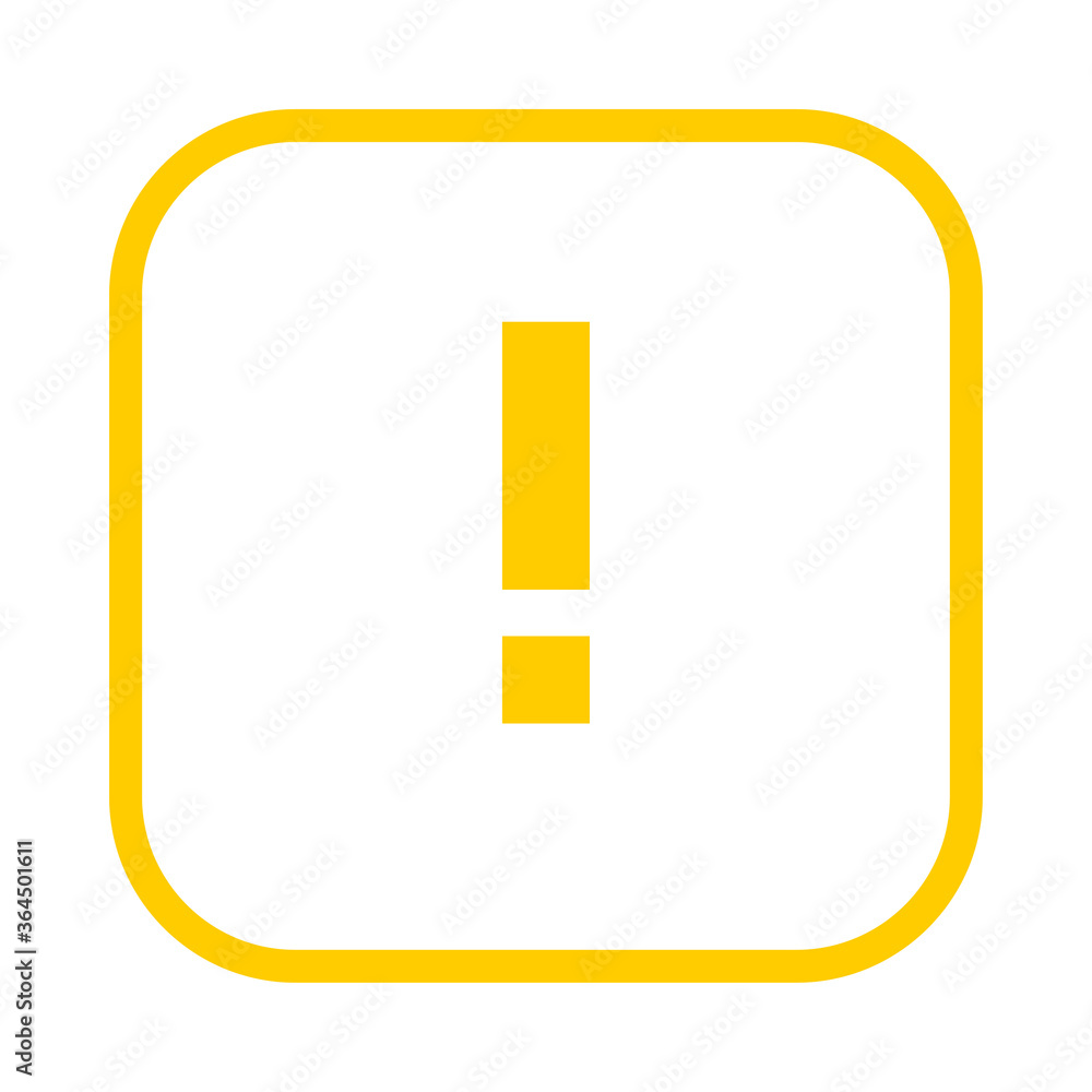 Poster square yellow exclamation point line icon, button, attention symbol on a white background. eps10 vec