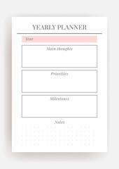 Planner sheet vector. Printable vertical notebook page