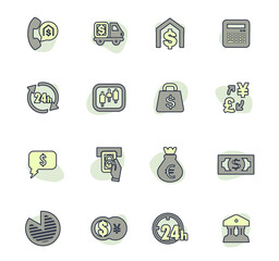 Currency exchange icons set