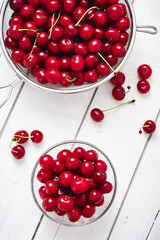 Fresh cherry on a white background.