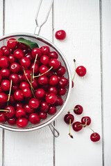 Fresh cherry on a white background.