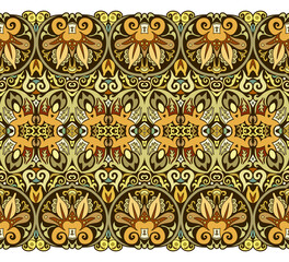 Abstract ethnic nature tile stripe seamless border