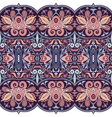 Abstract ethnic nature tile stripe seamless border