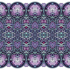 Abstract ethnic nature tile stripe seamless border