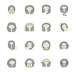 Headphones icons set