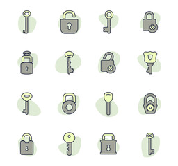 Lock and Key icons set