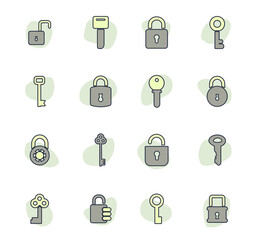 Lock and Key icons set