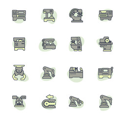 Machine tool icons set
