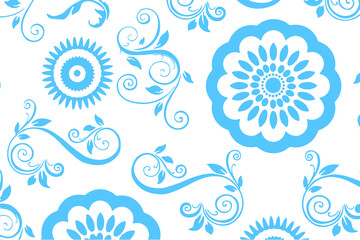 blue thai striped flower pattern background