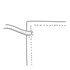 マスクの裏側を見分けるための紐の縫い目の拡大図