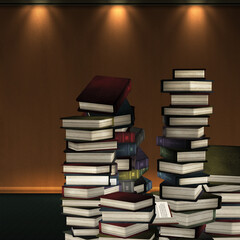 3d stack of books in the room