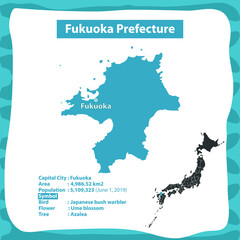 Fukuoka Prefecture Map of Japan Country