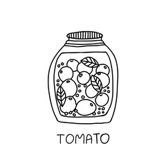Preserved tomato in the glass jar vector illustration.