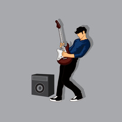 illustration of man playing with guitar