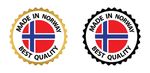 made in Norway  vector stamp. bagge with Norway  flag