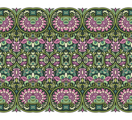 Abstract ethnic nature tile stripe seamless border