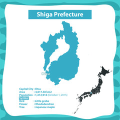 Obraz premium Shiga Prefecture Map of Japan Country