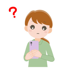 スマホを見て疑問を感じている女性3_線なし