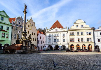 Fototapeta na wymiar The historical city center of town Cesky Krumlov in Czech republic. 