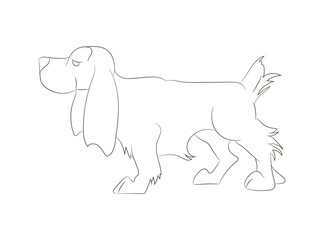 vector illustration of a dog standing, line drawing, vector