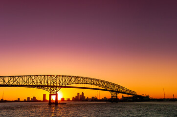Fototapeta na wymiar The Hart Bridge over the St Johns River in downtown Jacksonville, Florida