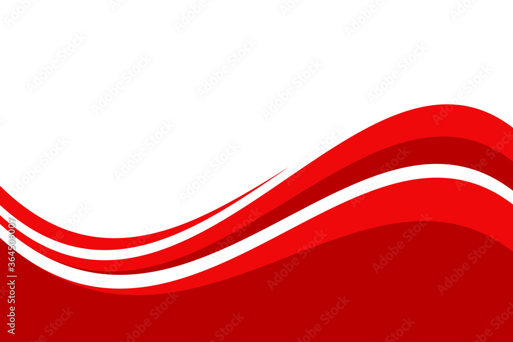Poster abstract flat red white wavy background design template vector with copy space for text