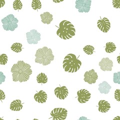 Light Blue, Green vector seamless doodle backdrop with flowers, leaves. Illustration with doodles on abstract template. Design for textile, fabric, wallpapers.
