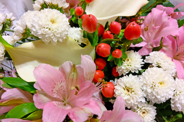 Bouquet of fresh fragrant flowers for women.