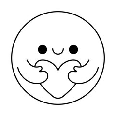 Fototapeta premium Circle cartoon with arms hugging heart line style icon vector design